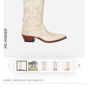 Miron Crosby Margretta Crème Star Embroidered Women's Tall Boots